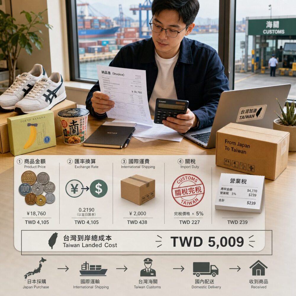 日本進口關稅計算：從日圓報價到台灣到手成本全解析